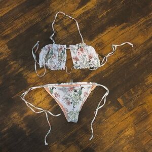 Zaful White Floral Bikini Set